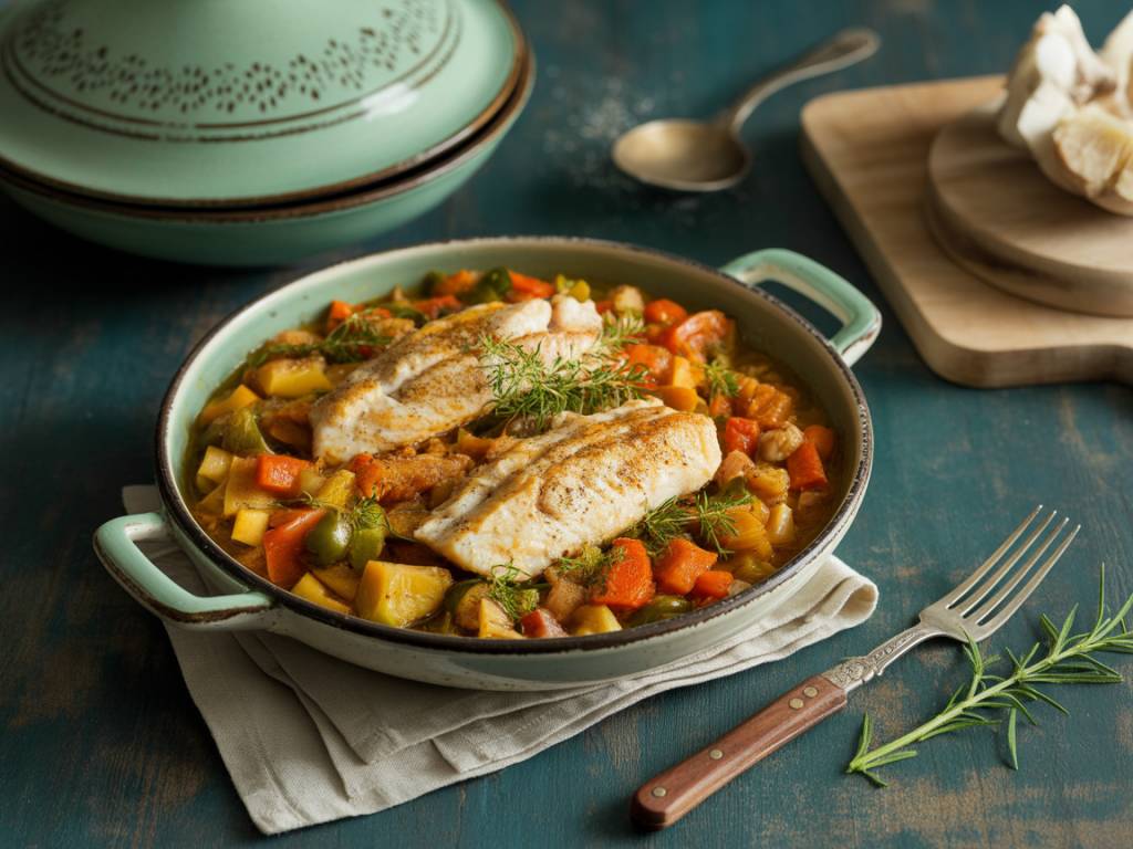 Recette de tajine de légumes et filet de merlu