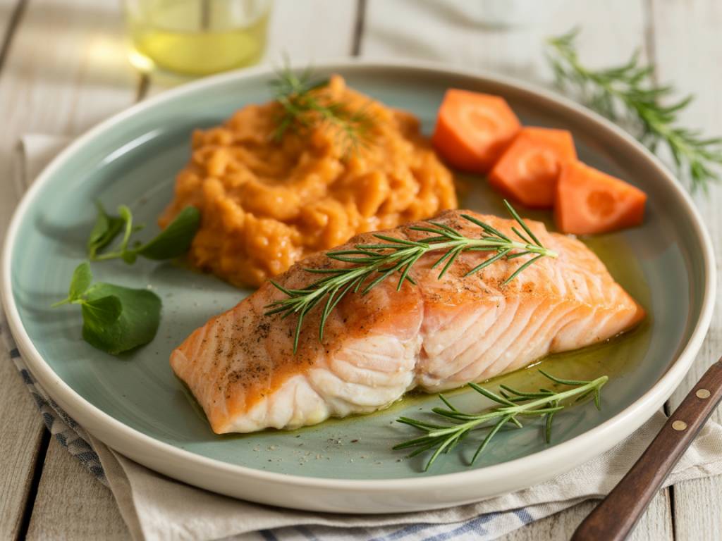 Recette de poisson en croûte d’herbes et purée de carottes