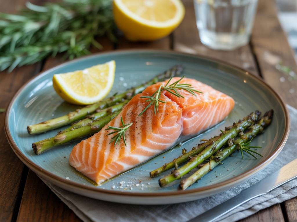 Recette de saumon grillé aux asperges vertes et citron