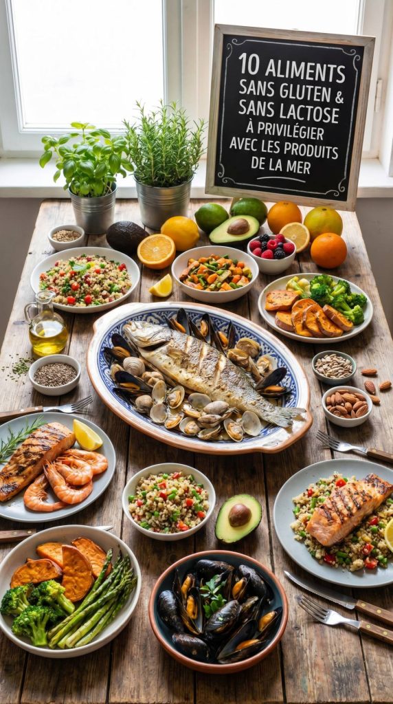 10 aliments sans gluten et sans lactose à privilégier avec les produits de la mer