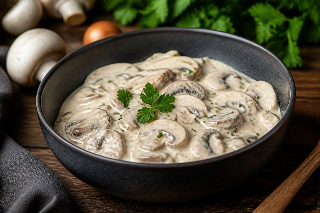 Accompagnement champignon à la crème pour poisson